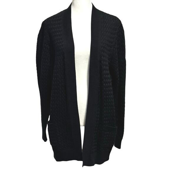 L.L. Bean Sweaters - NEW LL Bean Size XL Cardigan Sweater Basketweave Black 100% Cotton